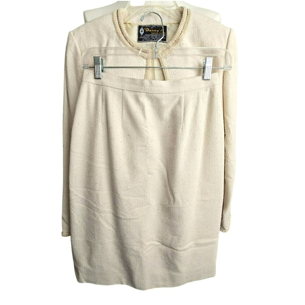 Dannys Fashion Hong Kong Womens Suit Set Jacket Skirt Hand Tailored Beige HS172